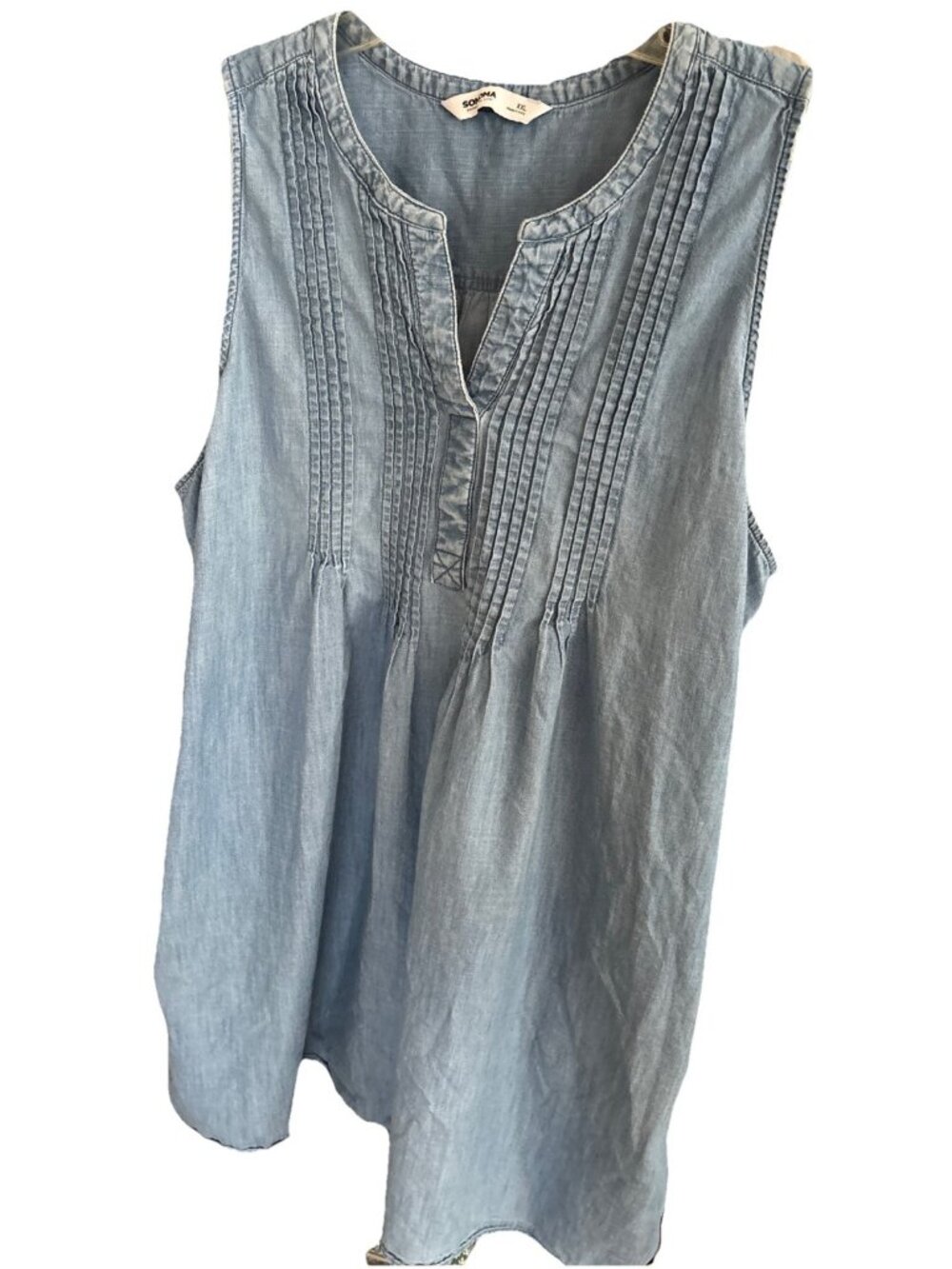 Sonoma Blue 100% Cotton Chambray Denim Prairie Dress Size 2X Country Minimalist